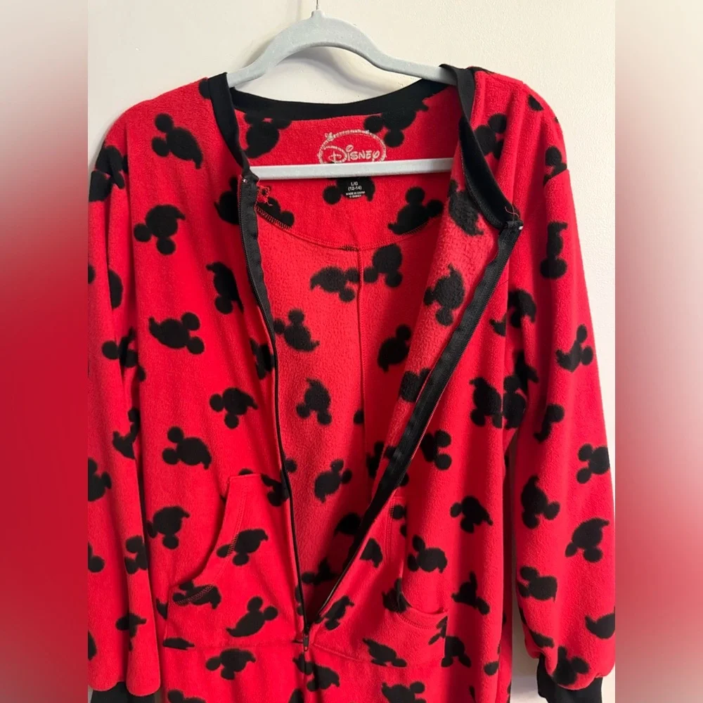 Disney Mickey Mouse Fleece Footed Pajama Onesie Women’s Large 12-14 - Picture 3 of 8